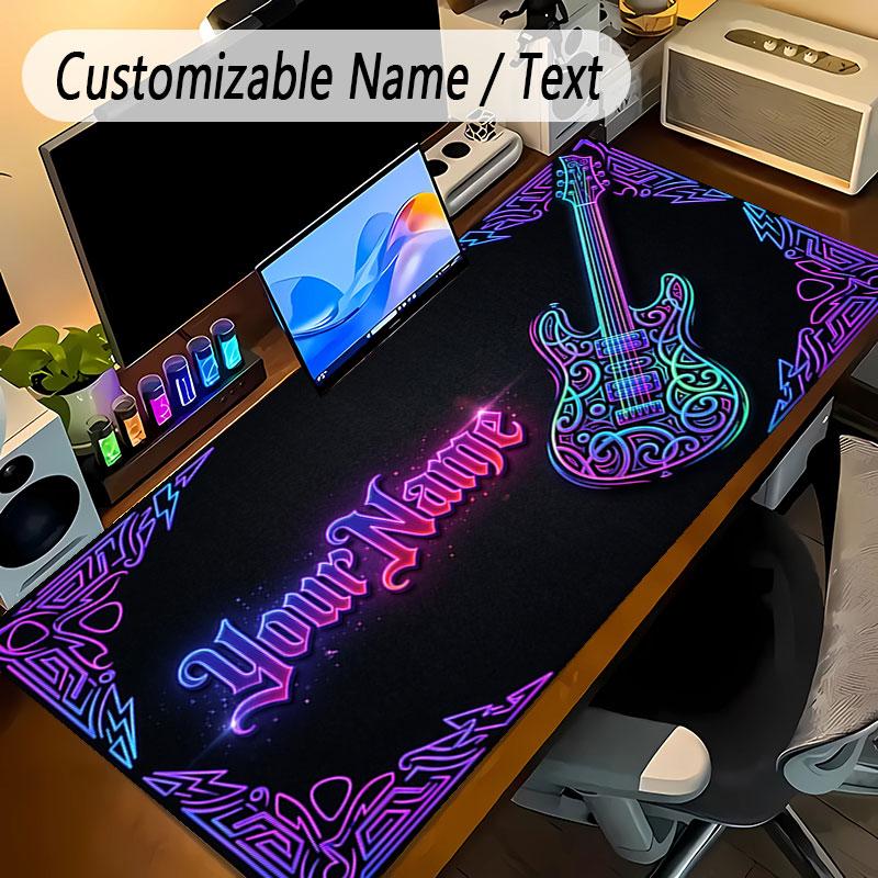 Music Theme Personalized Mouse Pad Custom Name Text Non Slip Desk Pad For Laptop Office Desktop