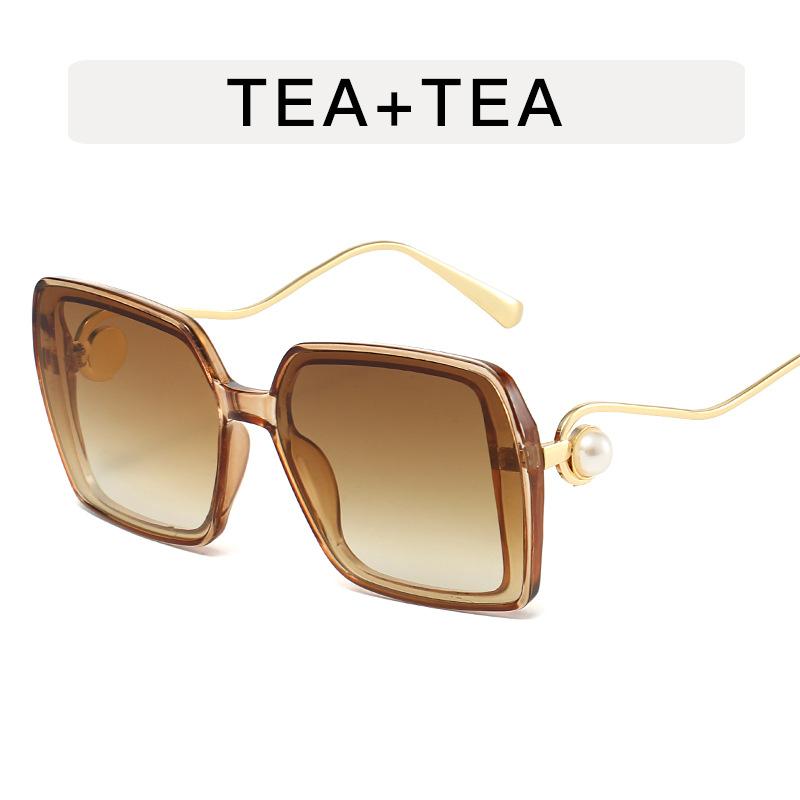 Square Shape Sunglasses for Women Pearl Decoration Big Size Women's Sun Glasses Travelling Driving Sunglass Women