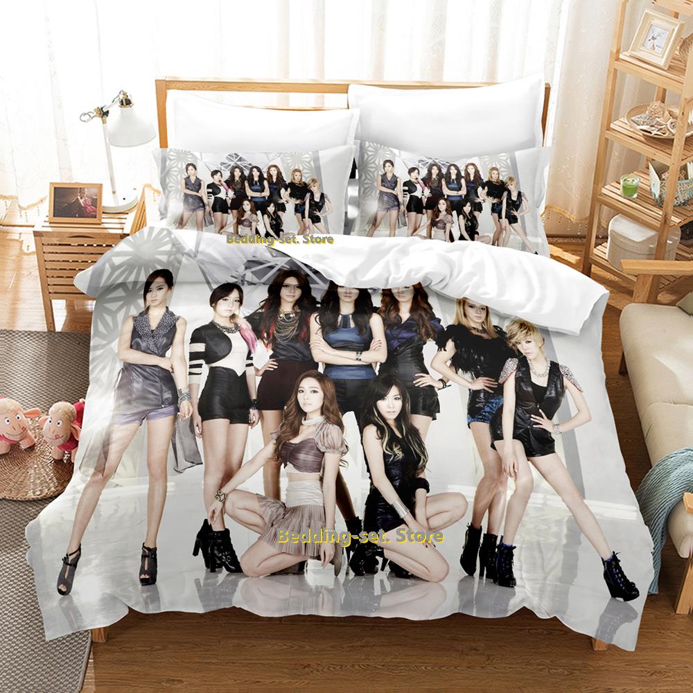 Comforter Kpop Girls Generation Bedding Set Single Twin Full Queen King Size Bed Set Adult Kid Bedroom Three-Piece Suits Kawaii Girls