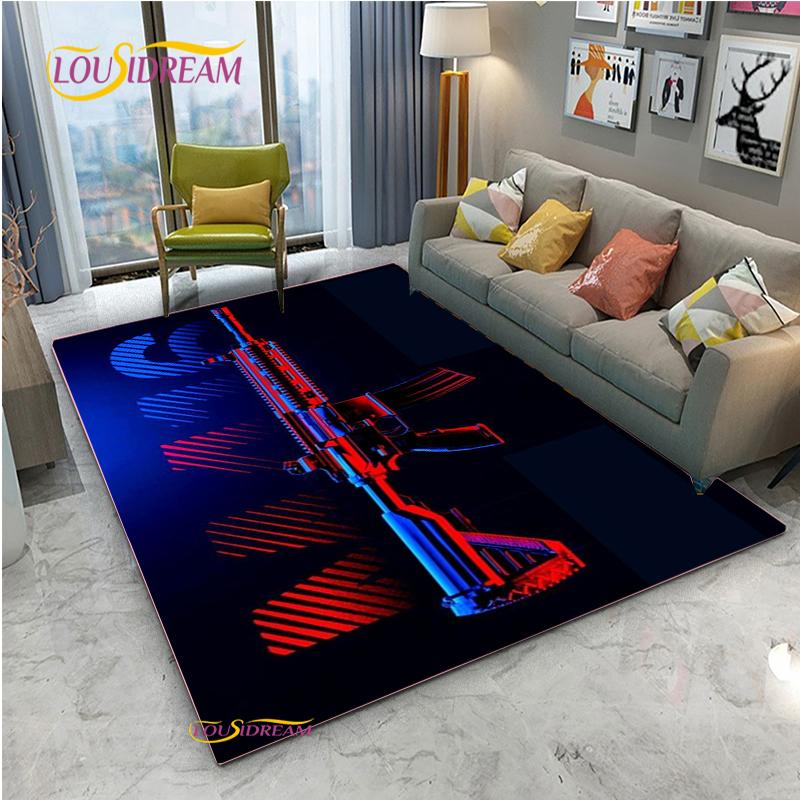 3D Geweer Pistool Revolver Wapen Cartoon Gebiedskleed, Tapijt Kleed voor Woonkamer Slaapkamer, Kind Keuken Deurmat Badkamer Antislip Vloermat