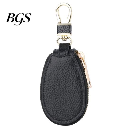 Remote Key Case Faux Leather Car with Hanging Buckle Keyring Chain Portable Holder Fob Zipper Bag Protector Pouch Wallet