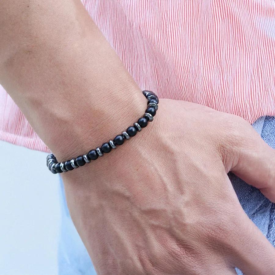 New Handmade Man Stone Bracelet With Birthstone 6mm Tiger Eyes Lava Hematite Healing Braslet Boyfriend Wrist Accessories Joias