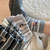 Ladies Autumn Winter Thickened Warm Vintage Striped Embroidered Puppy Wool Mid Barrel Pile Socks