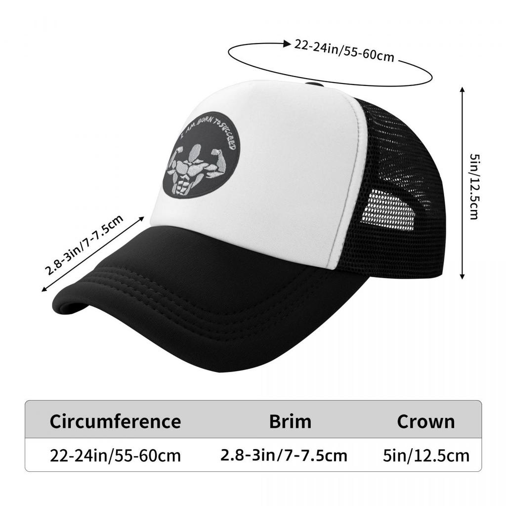 Printed Bodybuilding Strong I Am Born To Succeed Sport Mesh Baseball Caps Women Camping Male Beach Dad Hat Trucker Cap