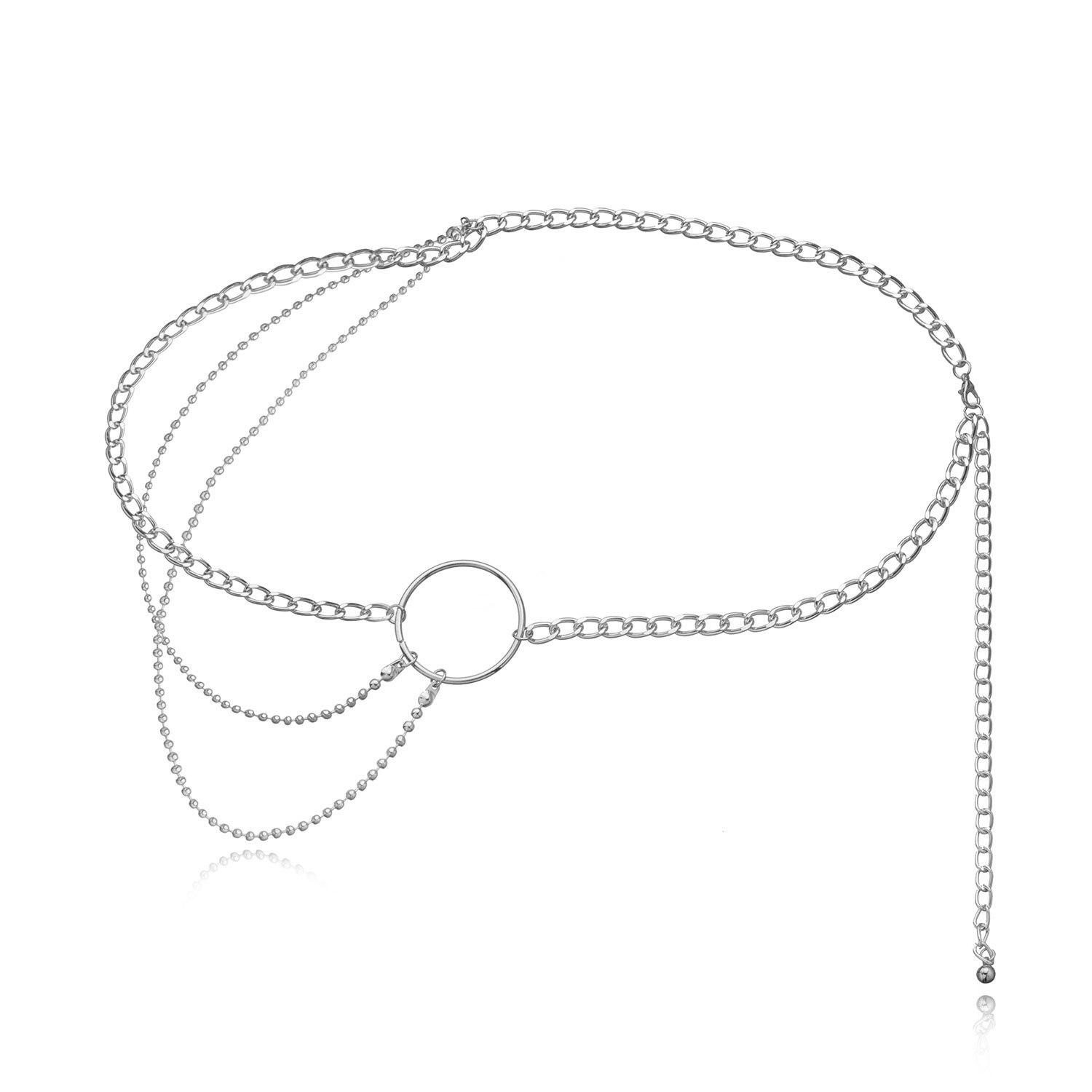 

Aluminum alloy exaggerated ring alloy accessories body chain, women s sexy metal waist chain