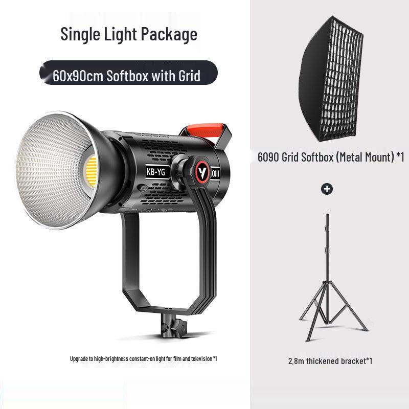 350W COB Photography Light with Spherical Softbox & Parabolic Grid