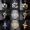 LIKGREAT Egyptian Eye of Horus Ankh Cross Protection Necklace for Women Men Stainless Steel Celtics Knot Amulet Jewelry