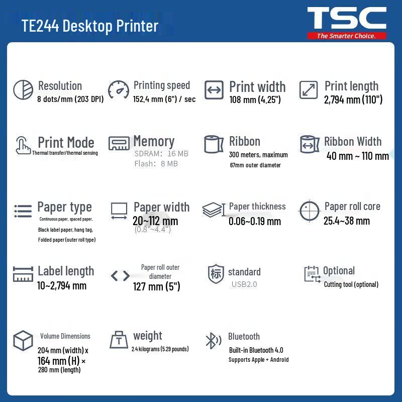 TSC Thermal Transfer Barcode Label Printer