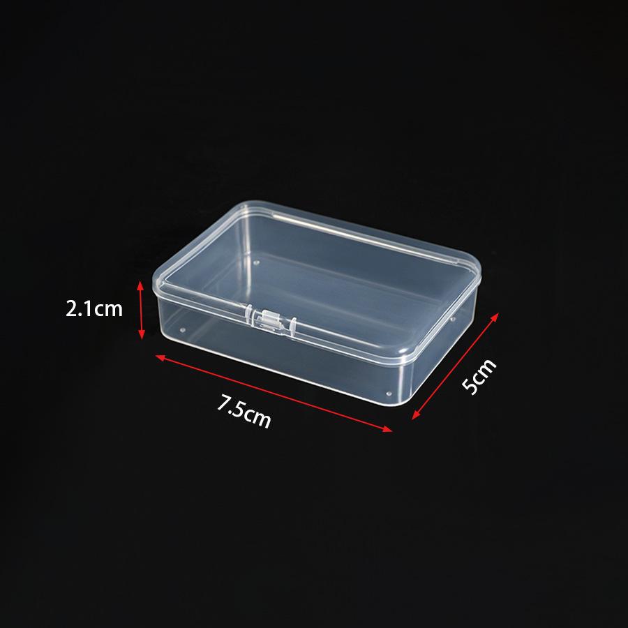 Scatola portaoggetti compatta in plastica trasparente da 3,5x3,5x2 cm per tappi per le orecchie lunghi