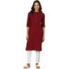 W for Woman Maroon Solid Cotton Blend Straight Kurta (Size: 2XL)-24ONW12285-222984