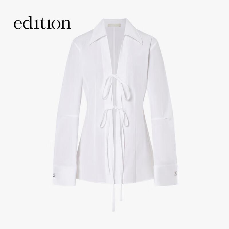Elite Wardrobe French Tie-Waist Long Sleeve White Shirt