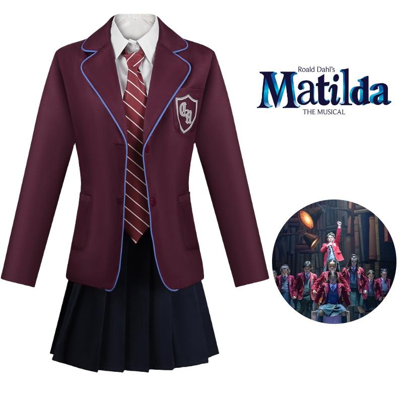 Cosplay Costume Matilda Purple School Uniform Dress Halloween Party Prop Gifts
