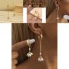 Elegant Geometric Gold Plated Asymmetrical Pearl Earrings For Women Fashion Jewelry