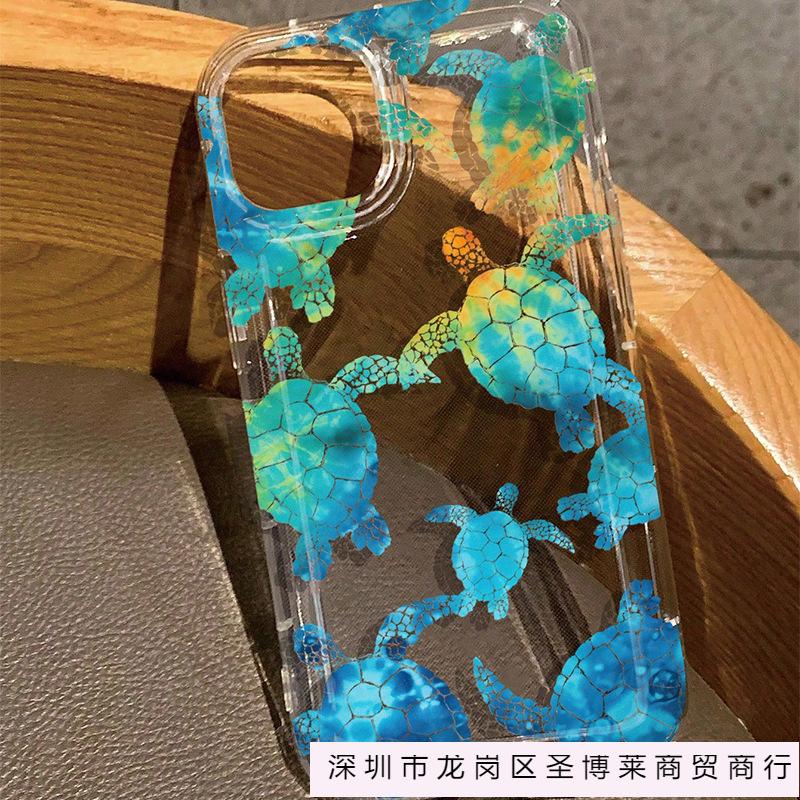 Symphony blue turtle for iPhone13 Apple 14 new 16/15promax mobile phone case 12 anti-drop 11/xs
