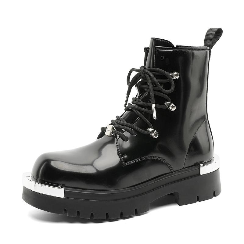 

Модные повседневные мужские ботинки Модные британские стили и толстая подошва Уличная обувь для повседневной носки Молодежная кожаная обувь Трендовая и высококачественная 46 чёрный