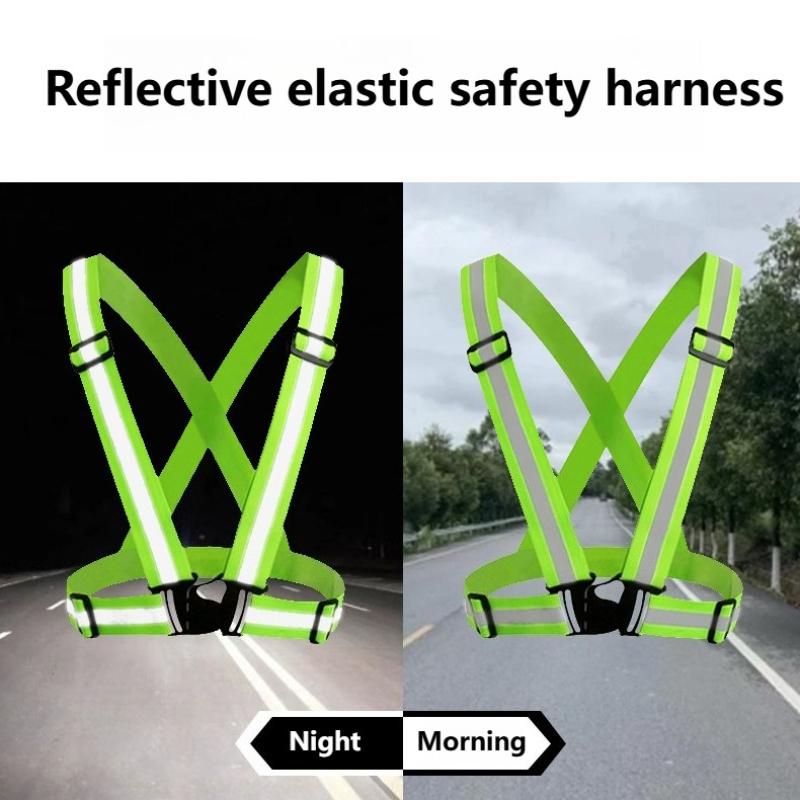 Reflective Safety Vests Reflective Elastic Shoulder Strap Lightweight Adjustable Elastic Vest Jacket for Traffic Control Running
