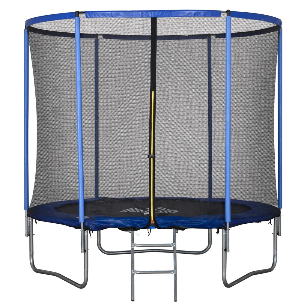 Outdoor Elastic Trampoline, Elastic Mat for Adults for Garden with Safety Net and Padded Edge, Garden and Home Games, Ø244x240cm, Blue and Black