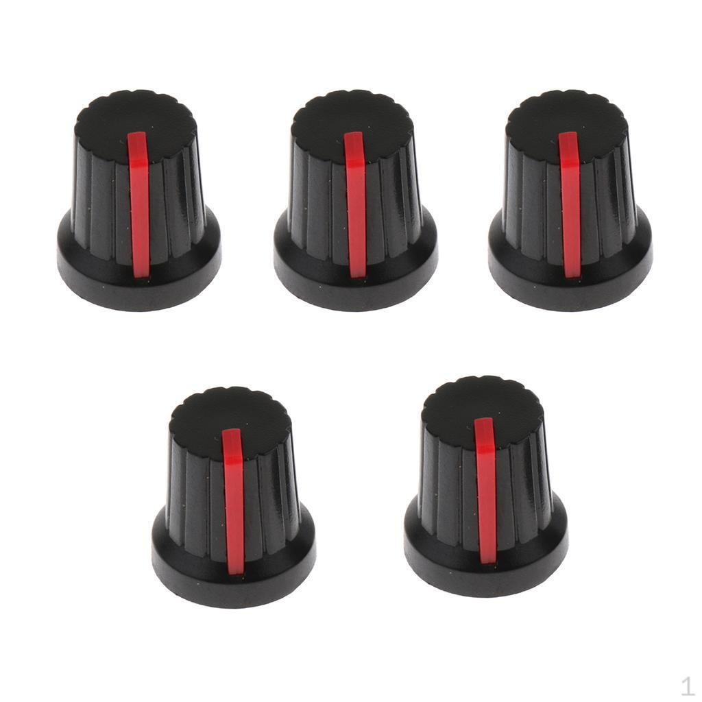 5 шт. Цилиндрическая ручка для гитарной педали эффектов, усилителя Black+red