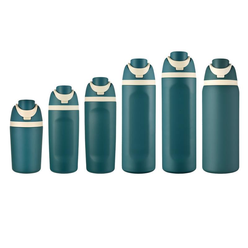 Große Edelstahl-Thermoskanne mit Doppelstrohhalm - Outdoor-Wasserbecher für Schüler