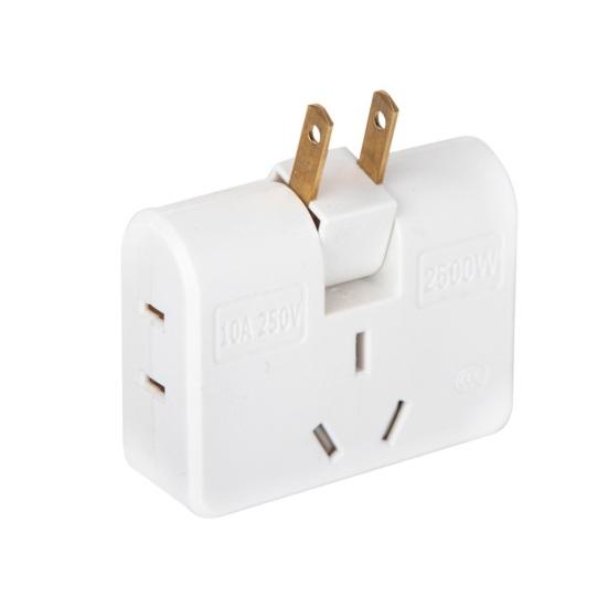 Wall Outlet Extender 2500W Multifunction 3-in-1 180° Rotatable Travel Multiple Plug Expander Splitter