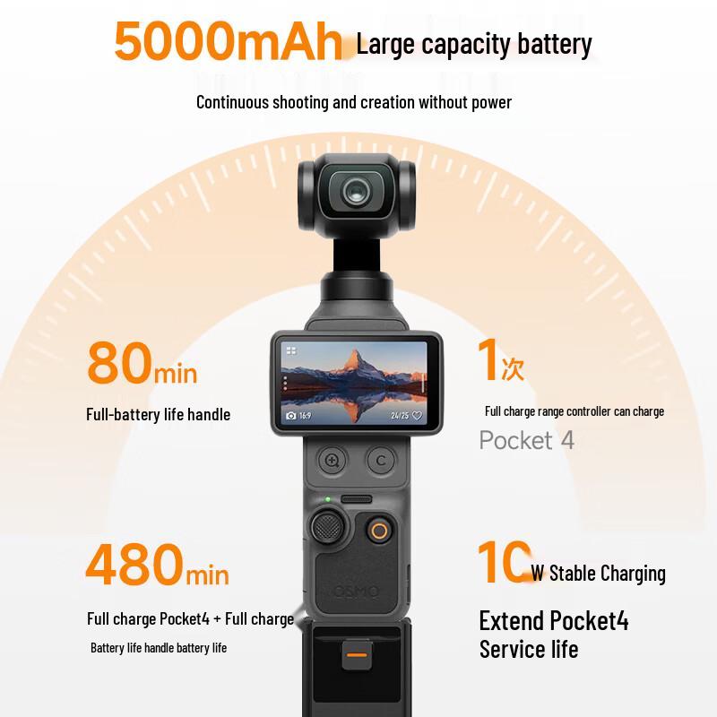 LKTOP 5000mAh Battery Charging Grip for DJI Pocket 3/4/4P