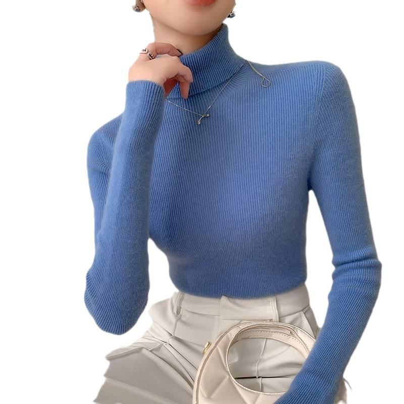 Damen nahtloser Kaschmir-Rollkragenpullover – Figurbetonter Strickpullover für Herbst/Winter