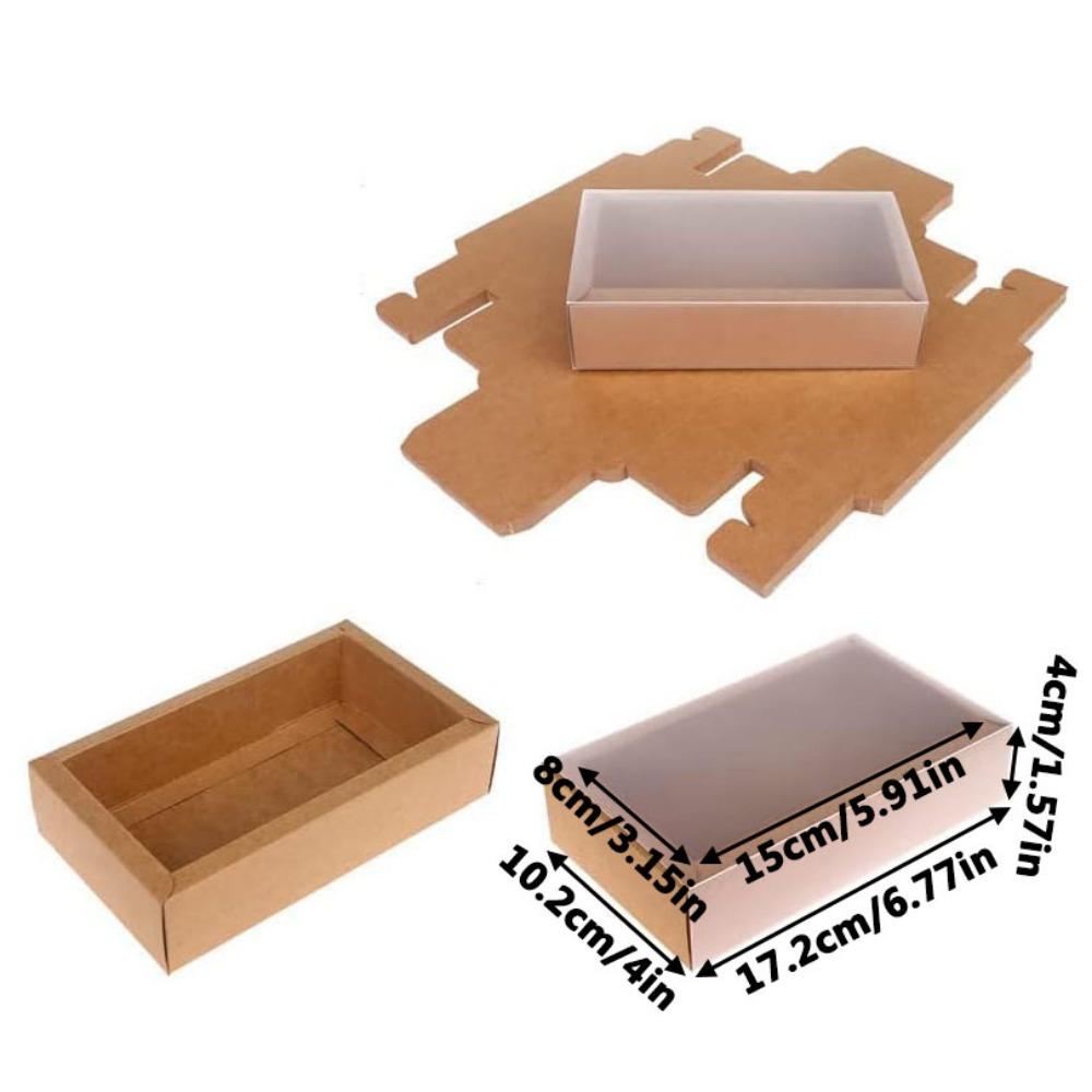 8 ks Obdélníkové zásuvkové kraftové krabičky Kartonové dárkové balicí krabice s matným víčkem Festivalová dárková balicí krabice na párty výslužky, šperky, mýdlo