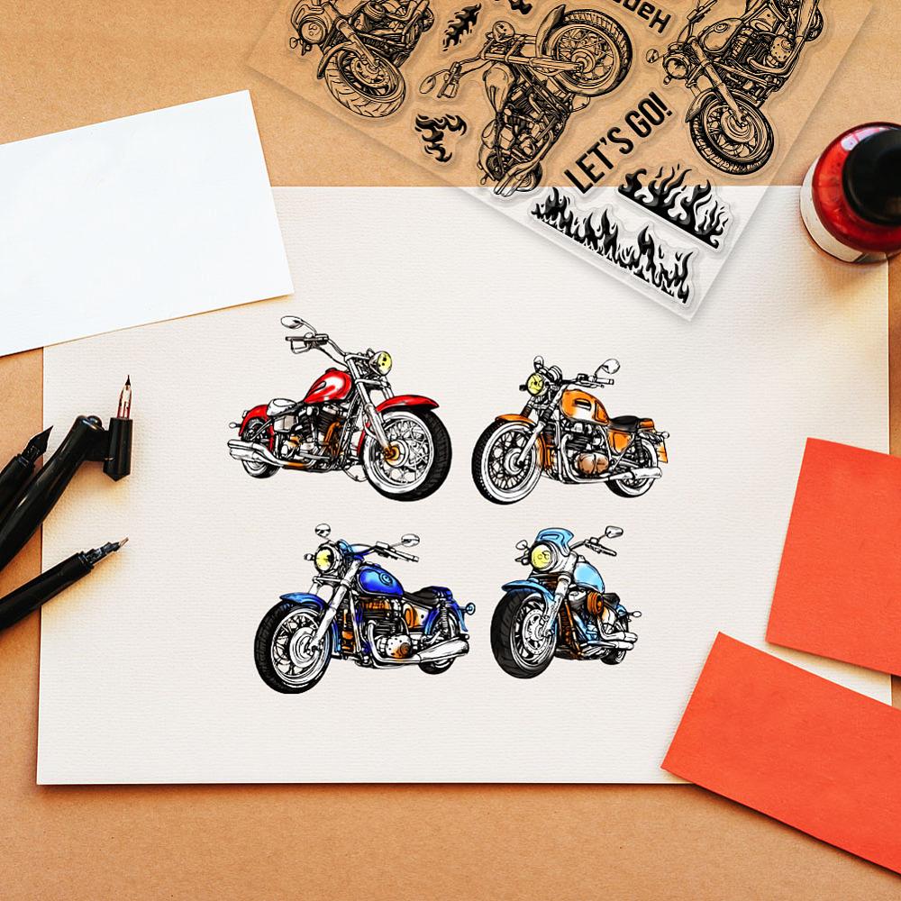 PVC Stamps for DIY Scrapbooking Photo Album Decorative Cards Making Stamp Sheets Film Frame Motorbike 21x14.8x0.3cm