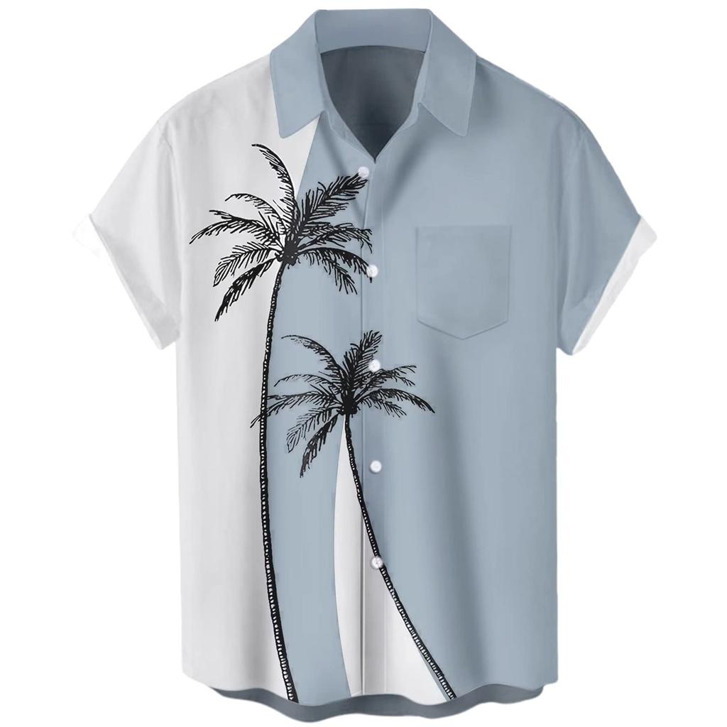 Χαβάης πουκάμισο για άντρες, ανδρικό vintage πουκάμισο μπόουλινγκ με κοντό μανίκι καλοκαιρινό πουκάμισο παραλίας