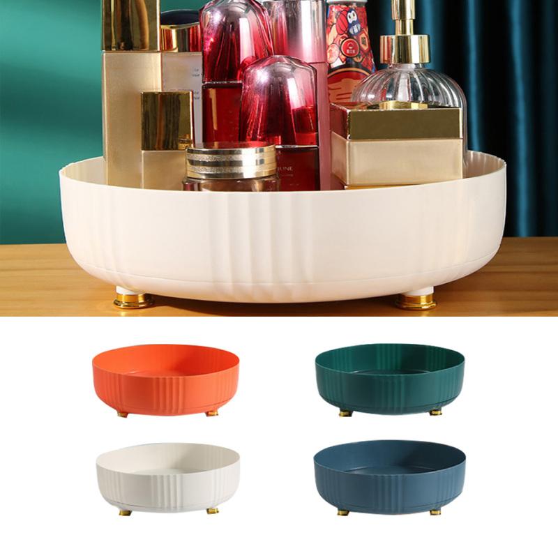 

Нескользящие поворотные органайзеры, вращающийся лоток для косметики, кухонная настольная полка для специй бежевый