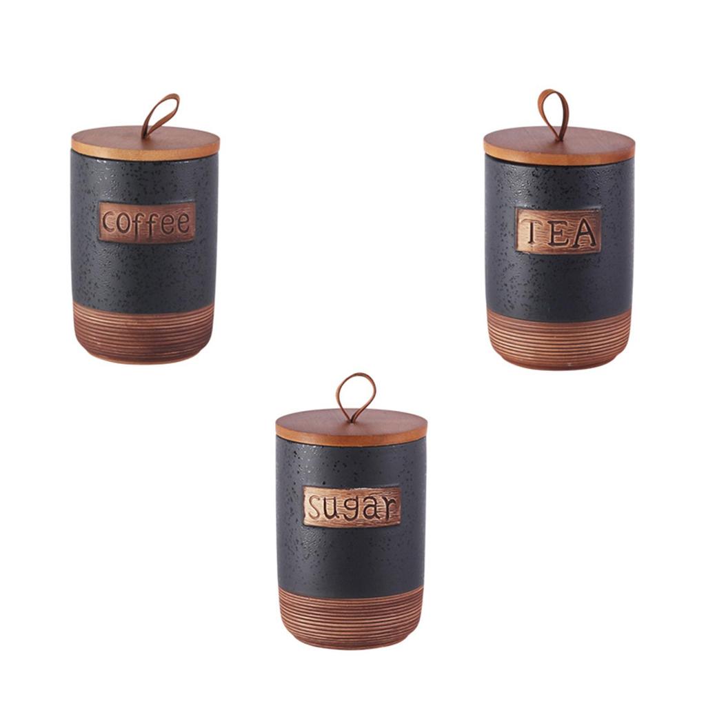 Ceramic Storage Container Sealed Jar Creative with Wood Lid Decorative Storage Jar Airtight Container for Candy Spice Cookie