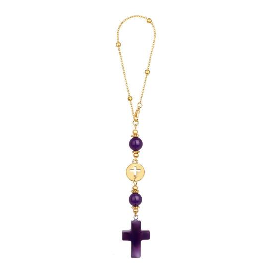

Car Rearview Mirror Pendant Adjustable Religious Beaded Pendant Stone Bead Bag Charm Christian Gift for Family