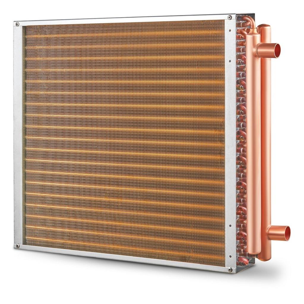 Wymiennik ciepła 20"x 20" Woda-Powietrze 3-rzędowy Miedziane króćce 3/8" 242 żeberka
