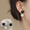 New Retro French Sweet Pearl Temperament Drop Earrings Fashion Black White Beads Senior Simplicity Women Hot Earrings Jewelry