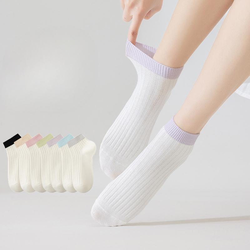 Calzini Colorati Nuovi da Donna per Primavera e Autunno, Bocca Bassa, Invisibili, Traspiranti, Studente, Tubo Corto, Calzini in Cotone