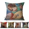Classical Art Woman Portrait Pattern Sofa Pillow Case Egypt Goddess Vintage Oil Painting Decoration Cotton Linen Cushion Cover