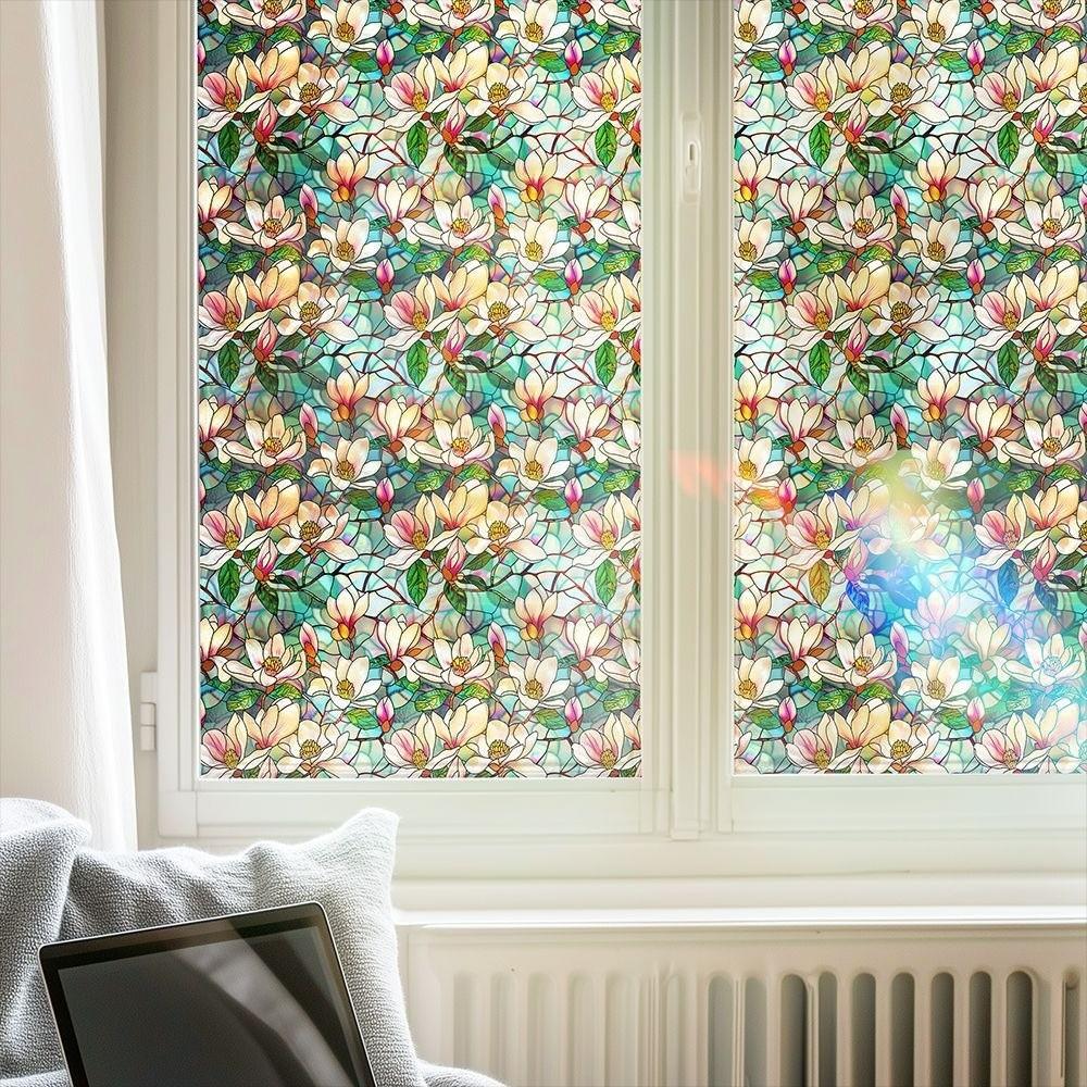 Non-Adhesive Lattice Window Film Rainbow Pattern Static Cling Film Sidelight Use