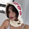 Handcrochet Flower Beanies Hat for Women Winter Soft Warm Balaclava Hat Shopping Scarf Caps Outdoor Windproof Neckwrap Hat
