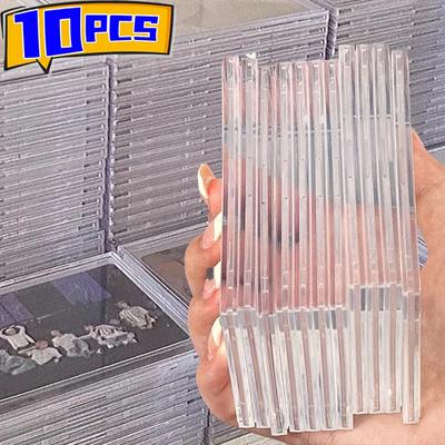 Clear Acrylic Card Holder Snap Type Gaming Sports Trading Card Display Case Kpop Idol Po Protective Sleeves Not Magnetic