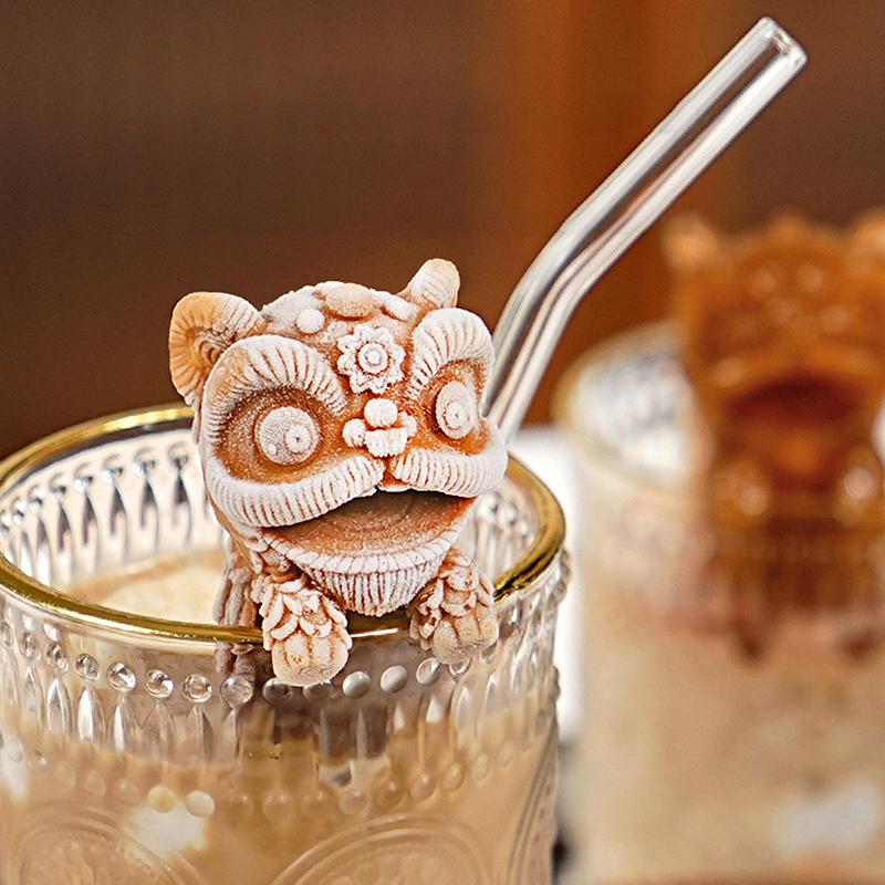 Fortune Wake Up Lion Isram Hängande Koppar Hem Kaffe Iskubstillverkningsformar Silikon Iskubbricka Sommar Isbollsform