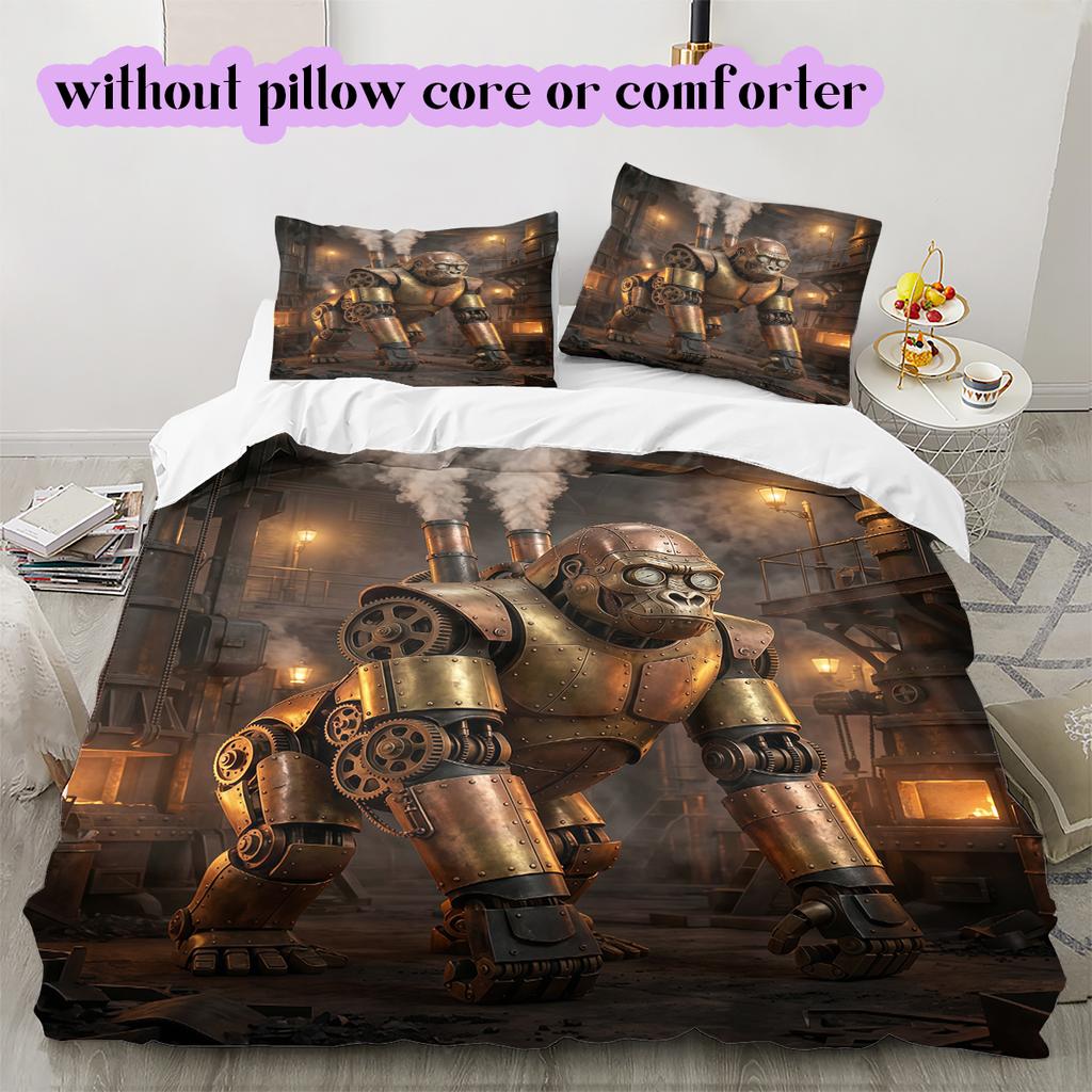 Medieval MachineryPattern Bedding Quilt Set Quilt Cover Pillowcase Home Decoration Birthday Gift (1 * duvet cover + 2 * pillowcase, without core)