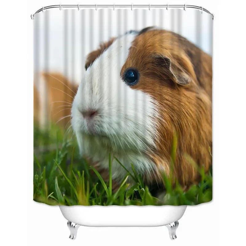 Custom High Quality Guinea Pig Shower Curtain Waterproof Bathroom Polyester Fabric Bathroom Curtain