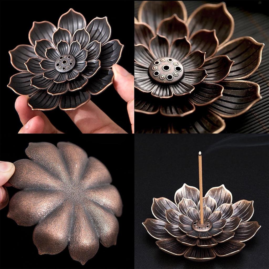 Legering Rökelsebrännare Stick Hållare Buddhism Lotus Line Rökelse tallrik Sandelträ Spole Bas Tempel Yoga Studios Heminredning