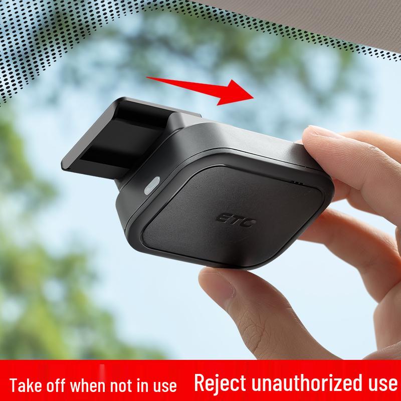 Abnehmbarer, klebstofffreier Auto-ETC-Halter mit Befestigung durch doppelseitiges Klebeband.