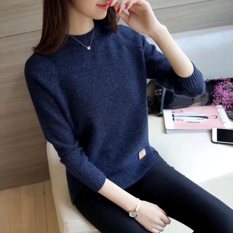 Spring and Autumn Women's Loose Round Neck Pullover Sweater