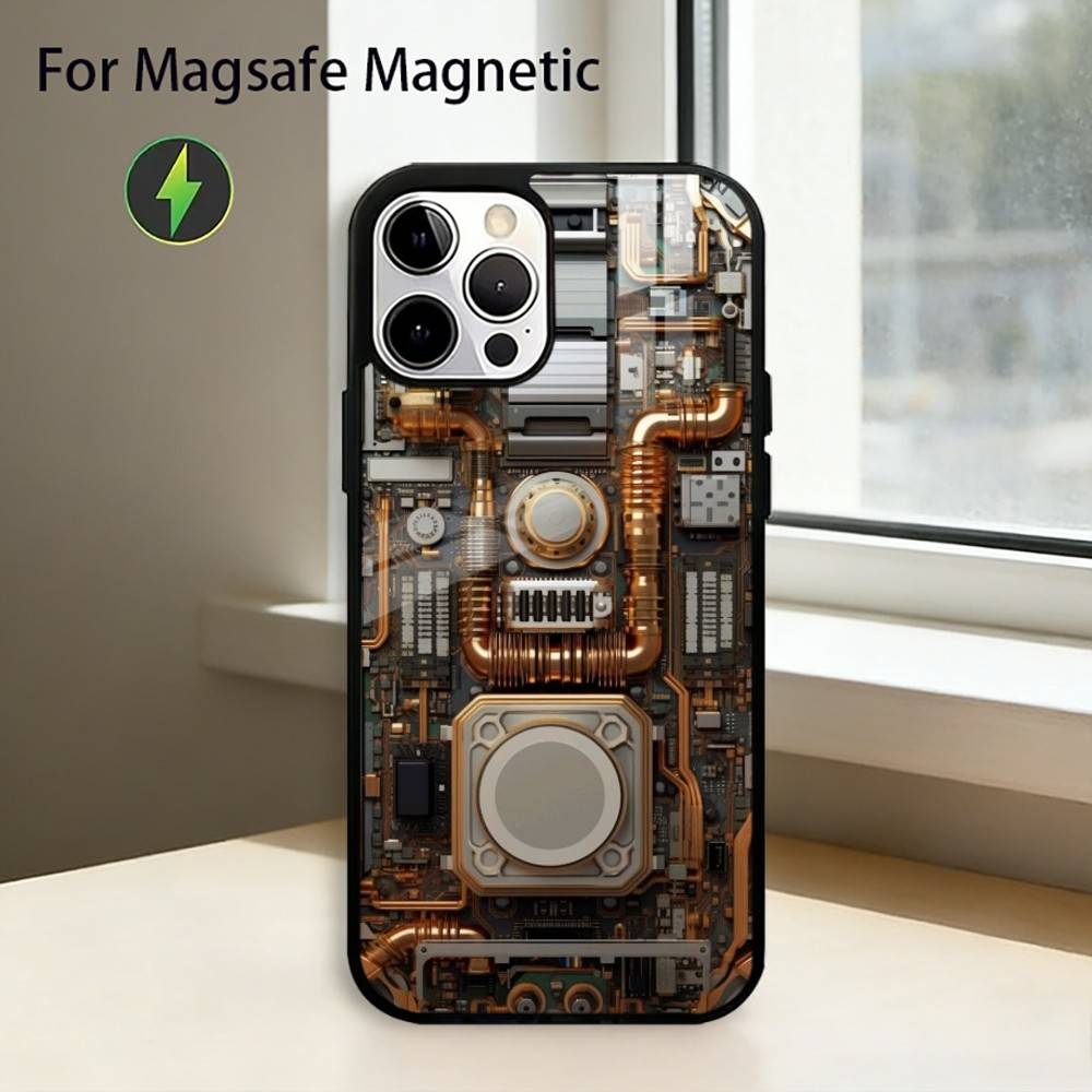 Inside Circuit B-Board Phone Case For iPhone17,16,15,14,13,12,11 Plus,Pro Magnetic with Magsafe Wireless Charging iPhone17