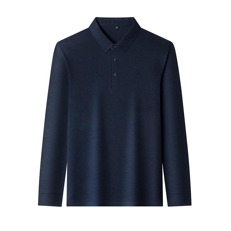 Klassisches Herren-Merinowolle Langarm-Poloshirt - Herbst/Winter Stil für die Mitte des Lebens Basisschicht