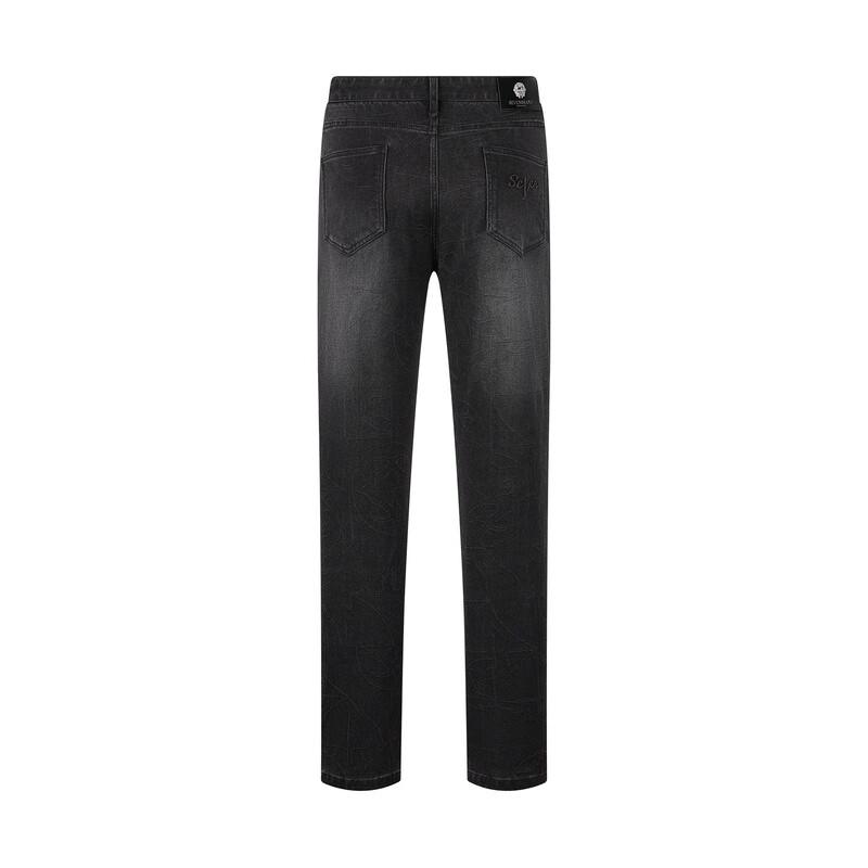 Qipai Men's Jacquard Denim Stretch Straight-Leg Jeans