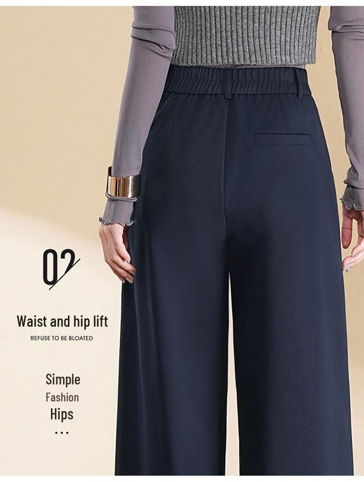 Tian Silk Wool High-Waist Wide-Leg Pants for Women - 2025 Spring/Autumn