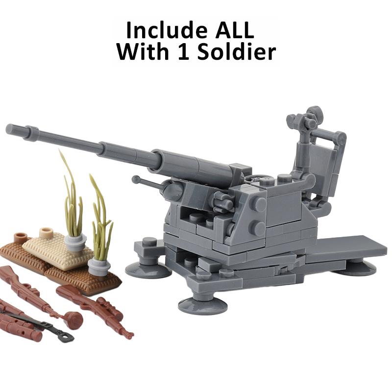 WW2 German Soviet Military Weapons Building Blocks Army Soldier Figure Anti-tank Gun Cannon Shell Parts Bricks Toys For Children